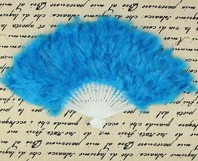 28 Staves Turquoise Feather Fan Marabou Fan Dance Fan Decoration Fan Wedding Fan • $6.99