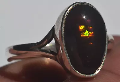 MEXICAN NATURAL BUBBLE FIRE AGATE 925 STERLING SILVER RING Sz 6.5 TAXCO JEWELRY • $42.49