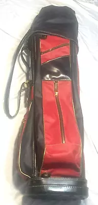 Vintage MagGregor Red And Black Leather 14 Slot Golf Bag With Cover • $70