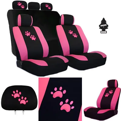 For VW New Embroidery Pink Paws Car Auto Truck Seat Cover Gift Full Set  • $42.41