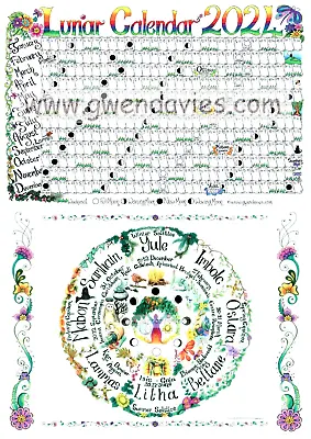 Paganism Beginners Guide - Lunar Calendar 2024 Wheel Of Year Poster A4 Wicca • £6.75