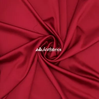£18.38 • Buy Burgundy_  Armani Stretch Silky Satin Fabric Sold By The Yard_ Heavy Thick _