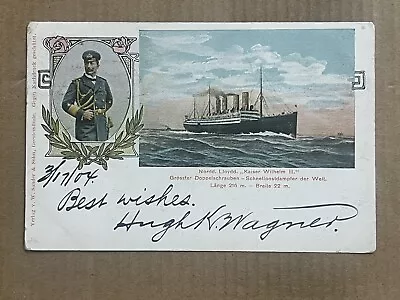 Postcard Norddeutscher Lloyd Bremen German Ship Kaiser Wilhelm II 1904 PMC • $19.99