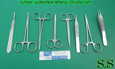 8 Pcs Suture Laceration Medical Student Surgical Instruments Set Kit+5 Blade #21 • $12.95