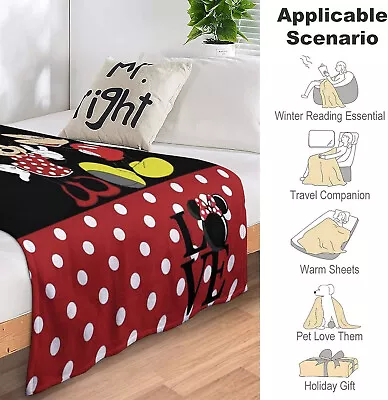 Mickey Minnie Mouse Cute Love Blanket For Kids Keep Warm Sofa Fleece 50x60  • $25.90