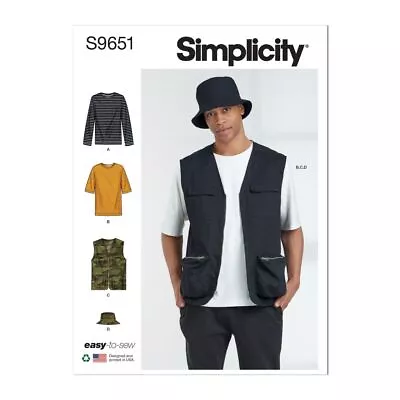 S9651 Mens Top Vest And Hat Sizes 34-42 Simplicity Sewing Pattern • $6.99