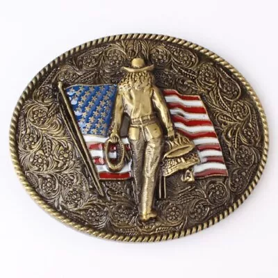 American Flag Belt Buckle Western Cowboy Native American Motorcyclist • $11.99