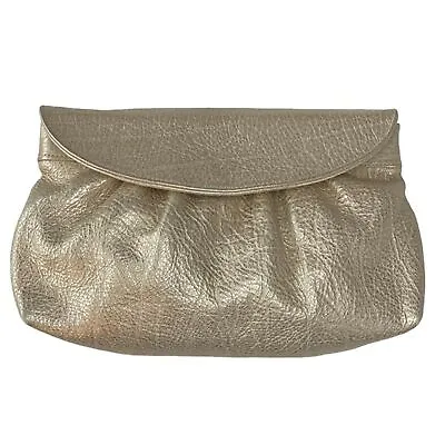 $30 • Buy Zara Terez Pebbled Gold Metallic Leather Clutch Shoulder Bag Crossbody