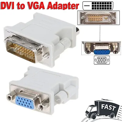$7.99 • Buy DVI-D Dual Link 24+1 Male To VGA Female Socket Converter Adapter For PC Monitor