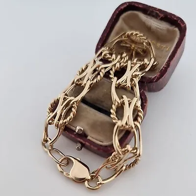£755 • Buy Vintage 9ct Yellow Gold Fancy Link Four Bar Gate Bracelet 375 Solid 9k Gold