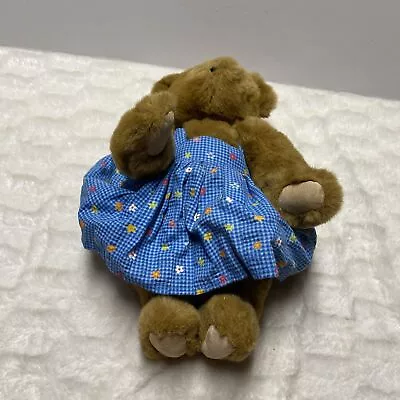 Vermont Teddy Bear Blue Floral Dress Unisex Kids 15  Stuffed Animal Plush Toy • $14.39