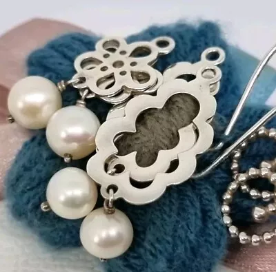 Genuine Pandora White Pearl Compose Earrings Set  S925 ALE  💕  • £115