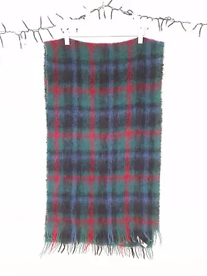 Vintage LAURA ASHLEY 70% MOHAIR 30% WOOL Plaid Tartan Fringed Scarf Shawl Wrap • £18