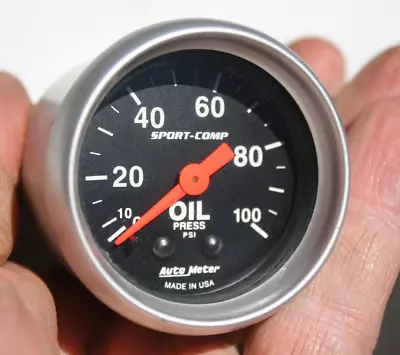 AutoMeter 2 1/16   Sport-Comp Vintage 100 Lbs Oil Pressure Gauge - 3321 - B • $38