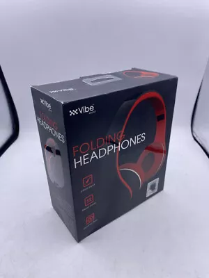 Vibe Sound Folding Headphones With 3.5mm Input Red And Black • $17.99