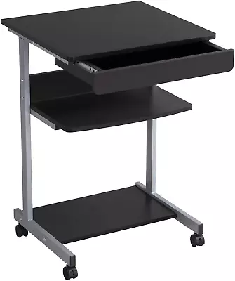 Mobile Computer Desk Cart Small Rolling Laptop Desk PC Table Workstation With D • $71.99