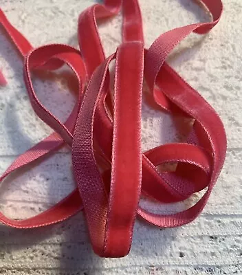 2 Yard   Vintage 3/8   Pink Velvet Ribbon~NOS • $7.50