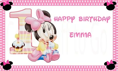 Baby Minnie 1st Birthday Edible Cake Topper Decoration • $12.99