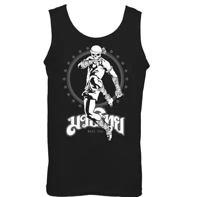 Muay Thai Skeleton Kick Boxer Mens Martial Arts Vest MMA Top UFC Skull Fight • £11.99