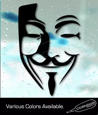 $11.99 • Buy Guy Fawks Mask STICKER VINYL DECAL V VENDETTA MAY 5TH 