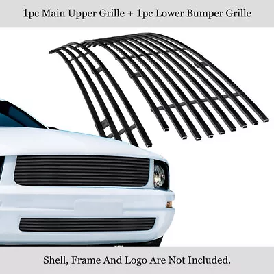 Fits 2005-2009 Ford Mustang V6 Stainless Black Billet Grille Insert Combo • $85.99