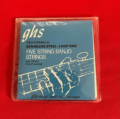 Vintage Ghs Pro-formula Stainless Steel-loop End 5 String Banjo Strings-nos 70's • $13.99