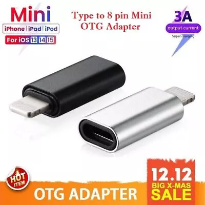 Type C To 8 Pin  Charger Adapter For IPhone IPad IOS Devices Adapter Converter • £2.75