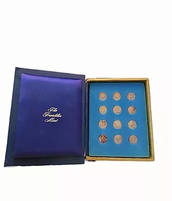 1970 Franklin Mint Treasury Of Zodiac Medals Mini Sterling Silver Coins 12pc Set • $65