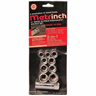 Original Metrinch USA 10pc 3/8 Drive 12 Point Socket Set • $24.99