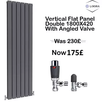 Vertical Radiator Anthracite Double Flat Panel Tall Upright Rads 1800x452 Mm • £175