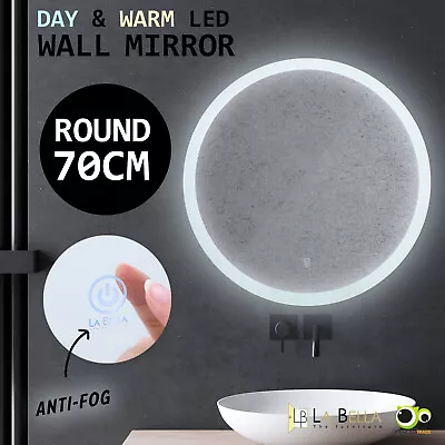 LED Wall Mirror Round Touch Switch Anti-Fog Makeup Decor Bathroom Vanity 70cm  • $109.90