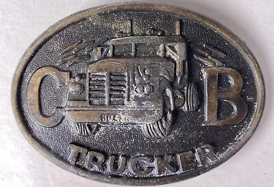 VINTAGE CB TRUCKER RADIO SEMI DRIVER BELT BUCKLE Mack Truck 18 Wheeler Retro • $20