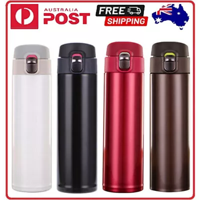 Stainless Steel Pop Up Vacuum Insulated Bottle Thermos Cup Water Mug Hot Cold AU • $20.65