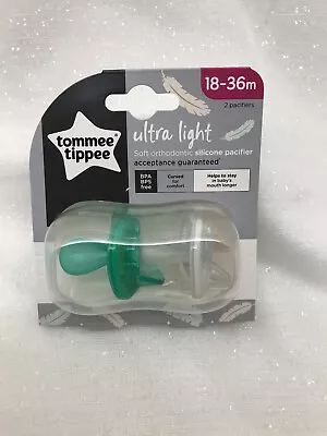 Tommee Tippee Ultra Light Ortho Pacifier Binky Soother Green White Unisex 18-36M • $16.14