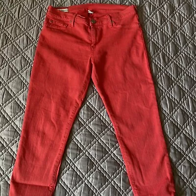 True Religion Woman’s Casey Jeans Low Rise Super Skinny Size 32 Red • $17.99