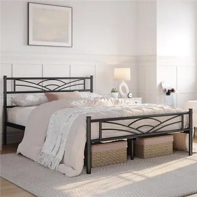 Twin/Full/Queen Metal Platform Bed Frame With Headboard Footboard USED • $62.99