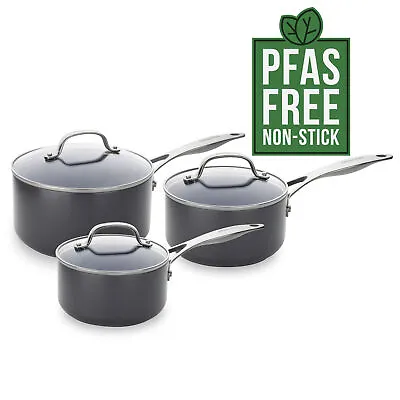 GreenPan Saucepan Set 16/18/20cm Ceramic Non-Stick Dishwasher Safe (Open Box) • £52.99