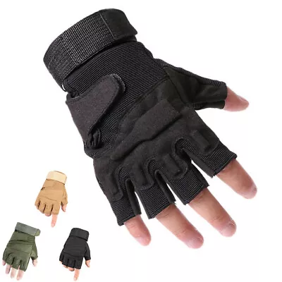 Men’s Gym Gloves Tactical Military Fingerless Gloves Weight Lifting Exercise USA • $9.99