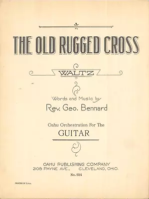 The Old Rugged Cross Sheet Music Hawaiian Guitar 1931 Bennard Stanley Pryce Oahu • $13.50