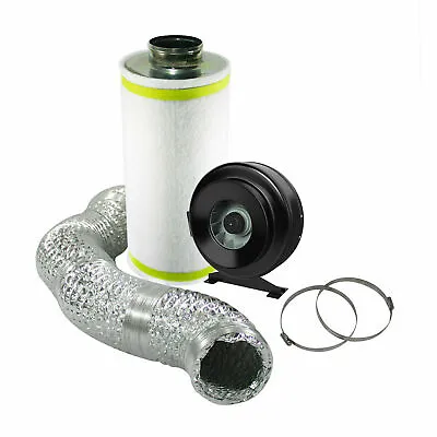 5  Carbon Filter Kit Odour Extraction Inline Fan Aluminium Ducting Hydroponics • £61.20