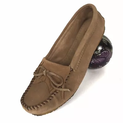 Tan Leather Moccasins By Eastland W/ Front Fringe & Tie 10 • $16