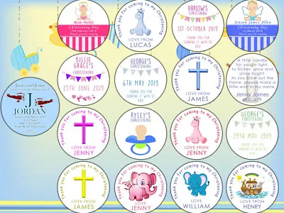 £2.59 • Buy Personalised Christening Or Baptism Stickers For Sweet Cones. Fast Delivery