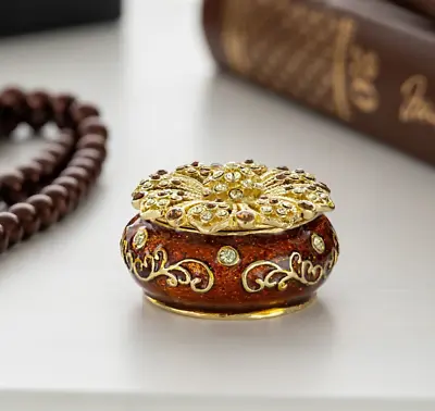 Keren Kopal Bronze & Gold Trinket Box Hand Made Decorated With Austrian Crystals • $56