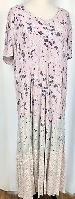 Vintage Maxi Dress Size L Patchwork Mix Fabric Pastel Floral Print Rayon Run Big • $29