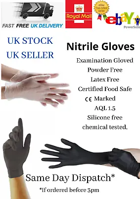 £0.99 • Buy 10 - 200 Disposable Nitrile Gloves Medical Vinyl Powder Free Food Safe M L XL