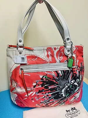 NWT Coach 19029 Poppy Placed Sequin Glam Flower Tote Shopper Purse Bag • $189