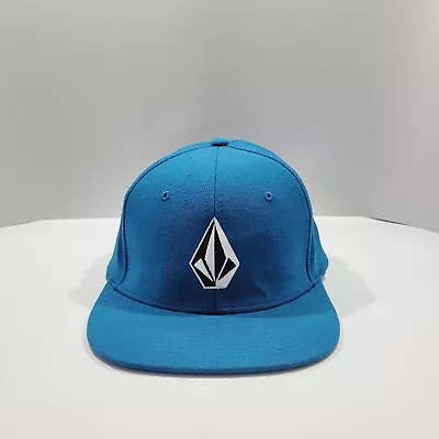 Volcom Hat Fitted Mens Small Medium Blue White Plain Log Casual Lightweight Cap • $16.97