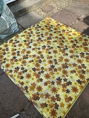 VTG Mod 60s 70s Flower Power Daisy Floral Fabric Vw Upcycle 60”x60” • £5