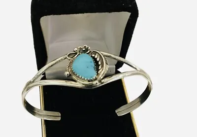 Vintage Sterling Silver Turquoise Navajo Cuff Bracelet 7” • $88.51