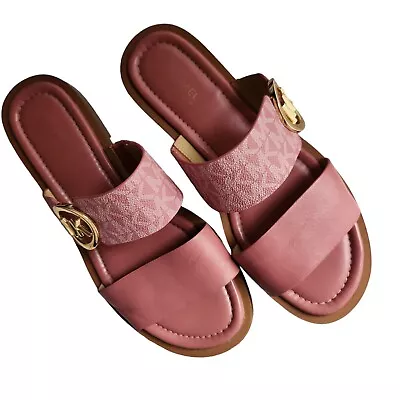 Michael Michael Kors Women's Double Band Slip-On Flat Leather Rose Size 7M • $42